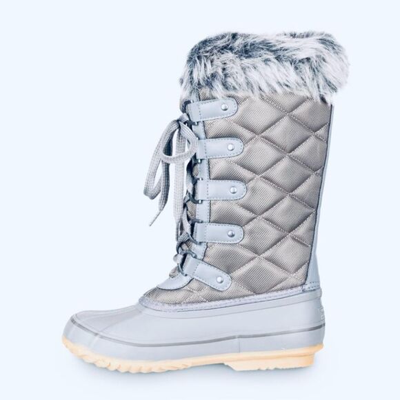 BearPaw McKinley Winter Boots Size 10 W Gray Quilted Waterproof Faux Fur NEW - Picture 3 of 4